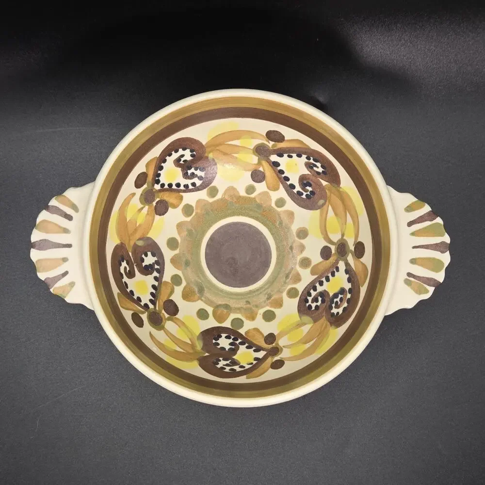 Quimper Pottery Bowl Vintage Collectible Brown Heart Handpainted France